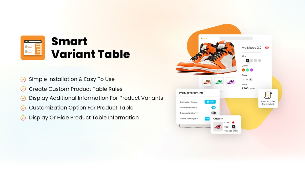 Smart Variant Table - Bulk Variant Order Table