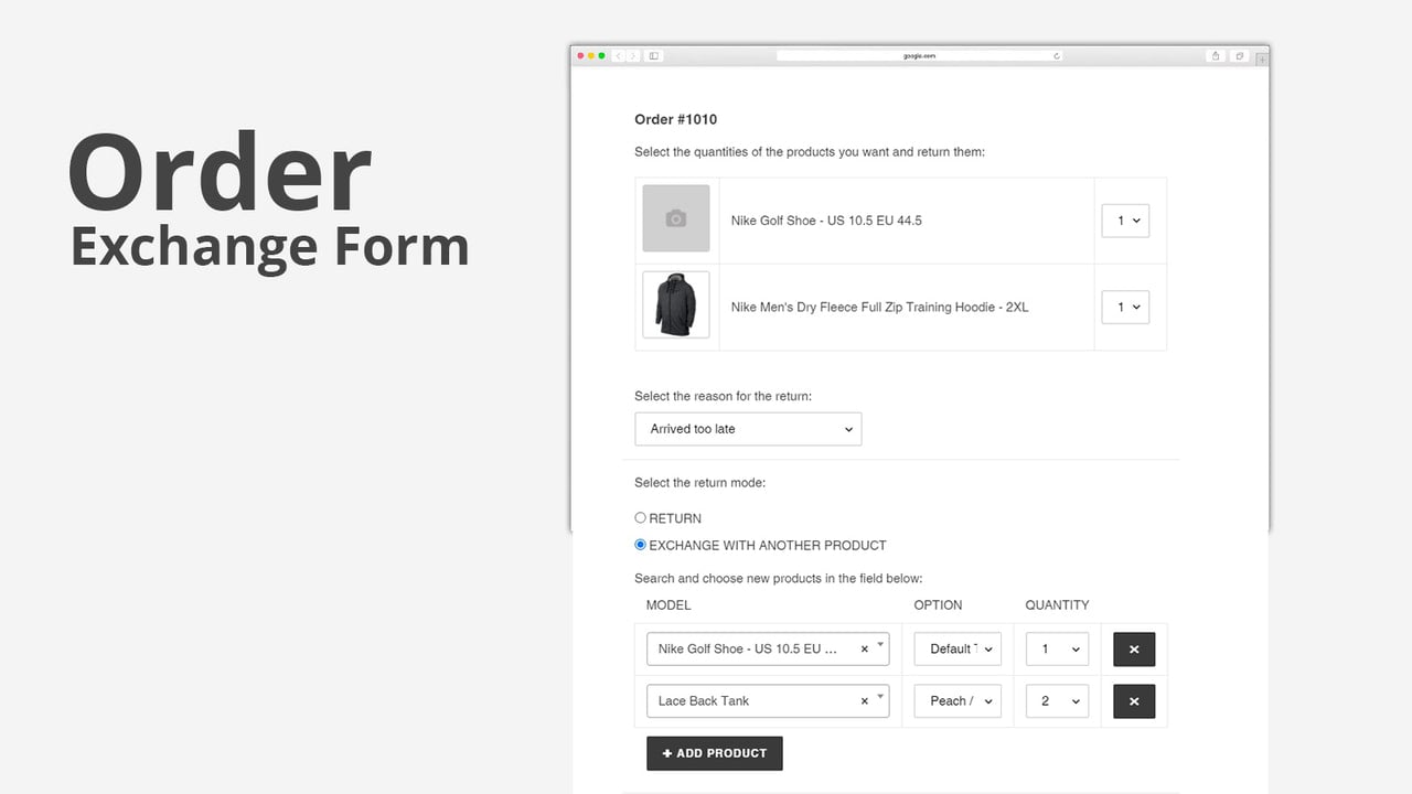 return exchange order exchange form