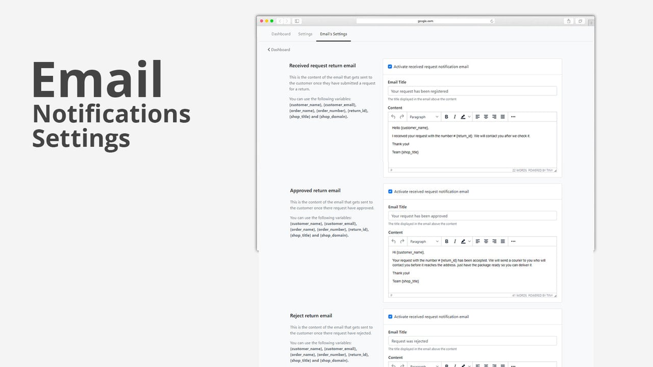 return exchange request email settings