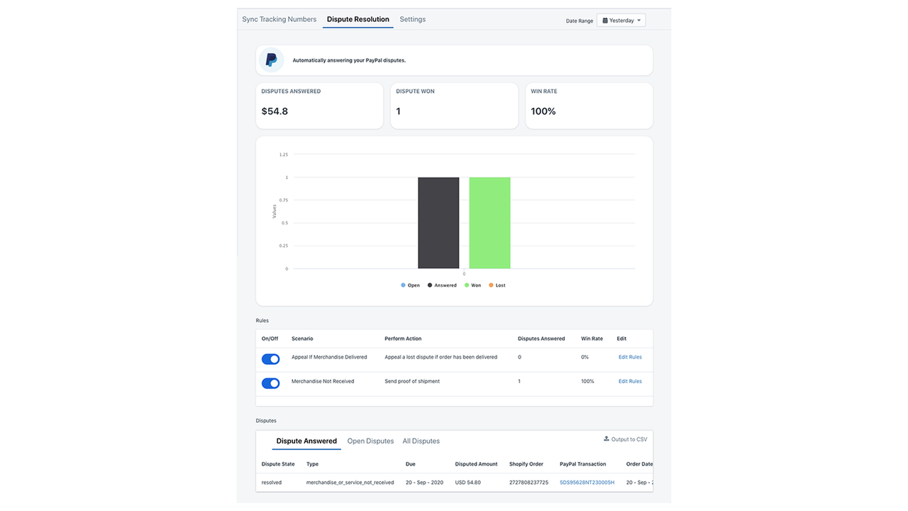 Answer PayPal Disputes Automatically and check Dispute Status