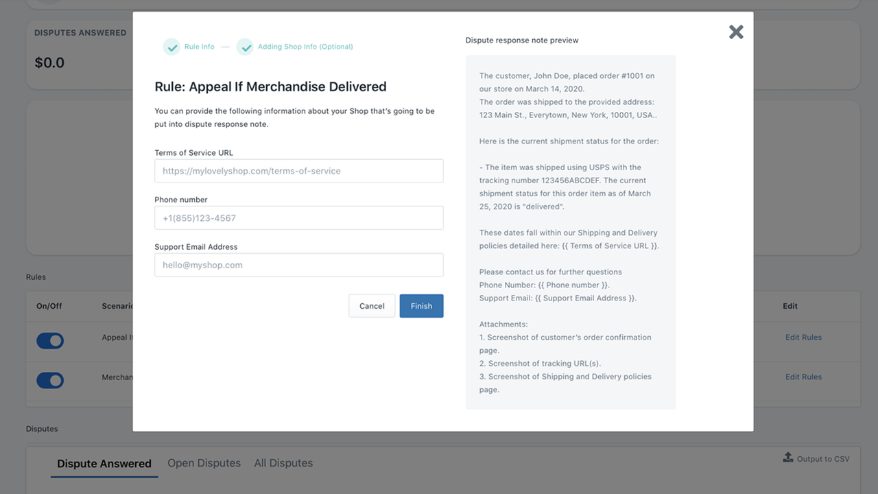 Dispute Template Answer to win dispute using PalProtect