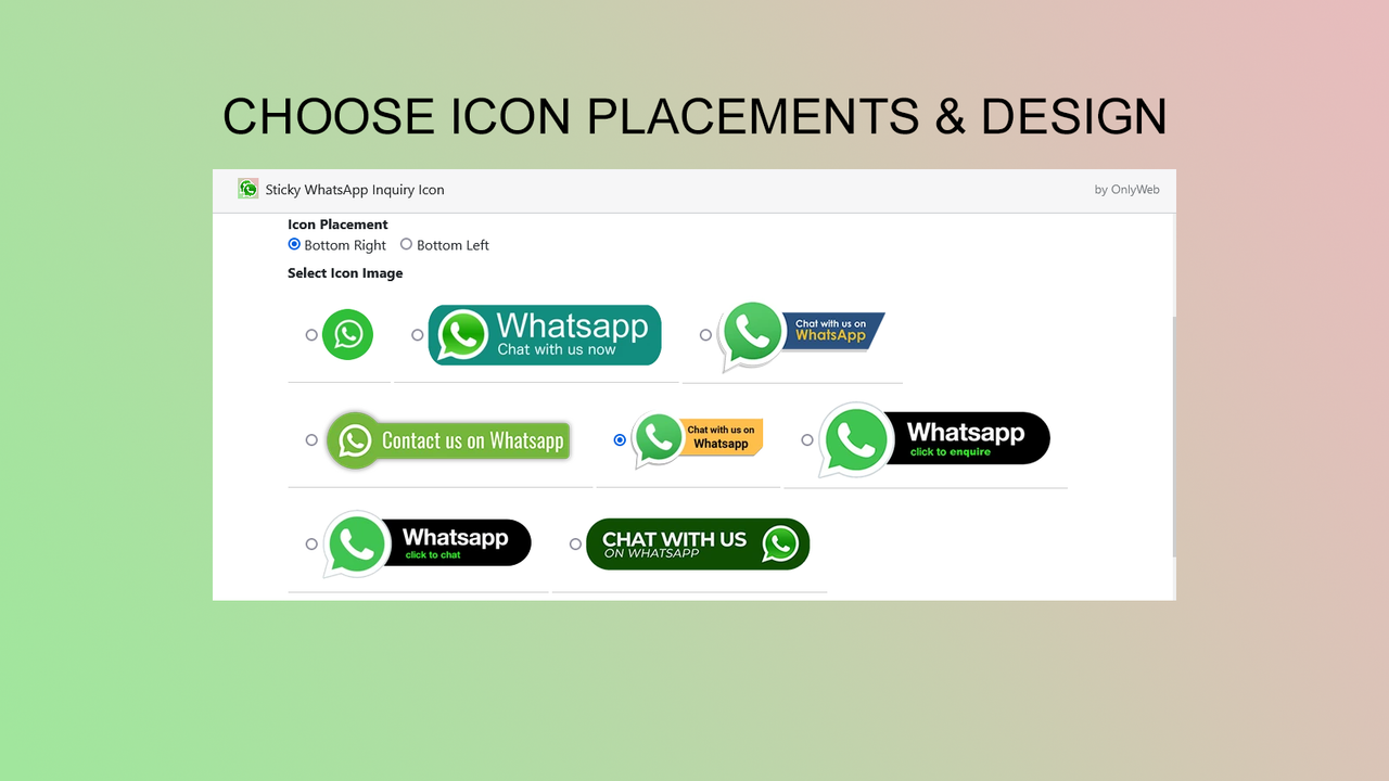 WhatsApp Icon Designs and Placements Options to show on website