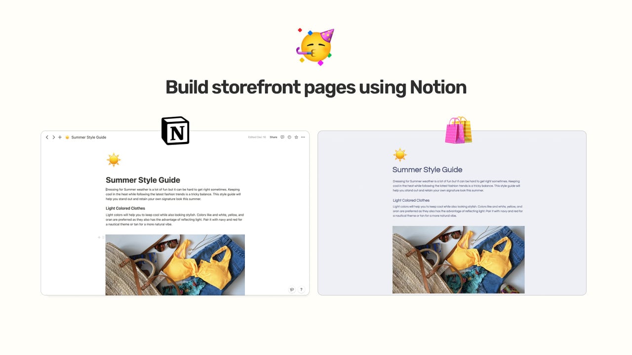Build storefront pages using Notion