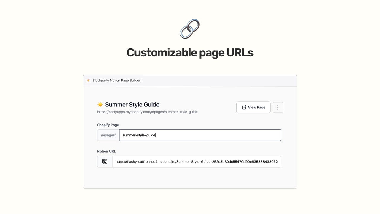 Customizable page URLs