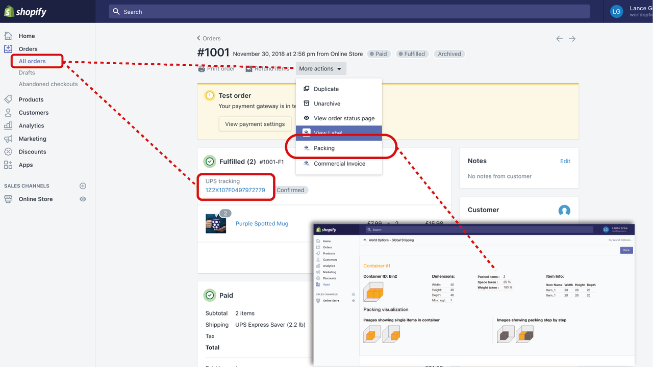 Order shipment tracking information