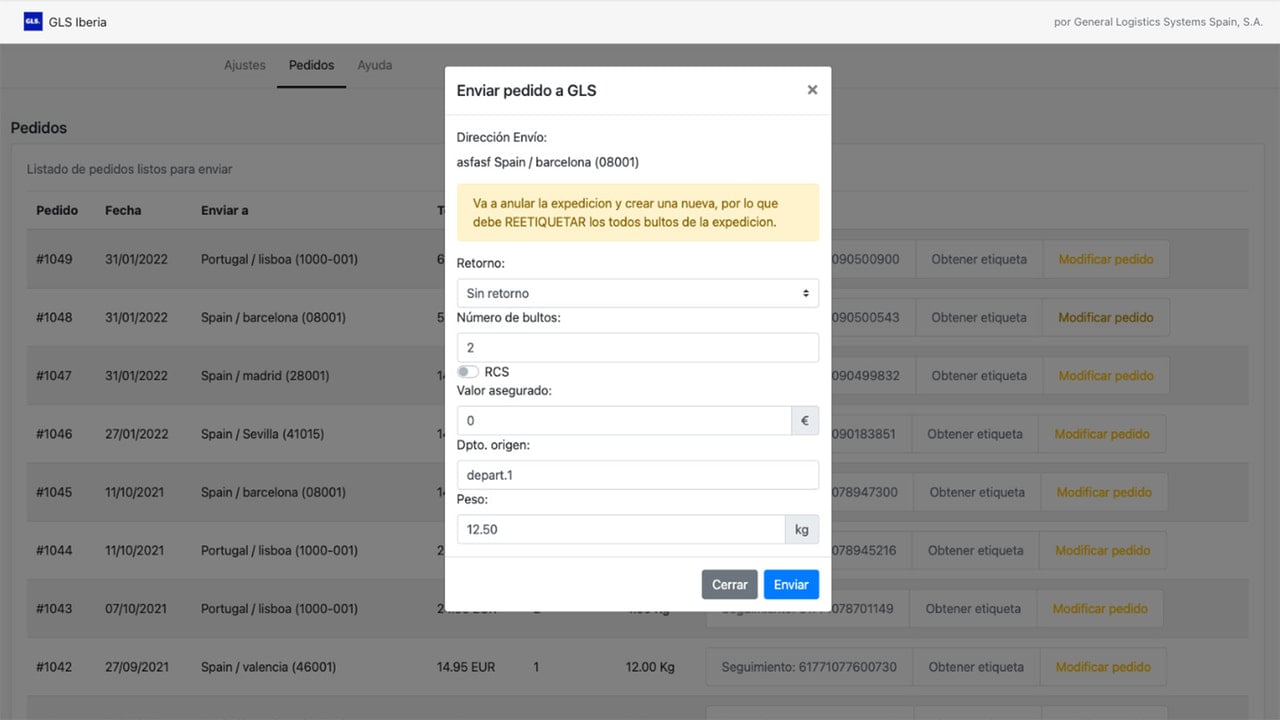 Modifiying shipment data