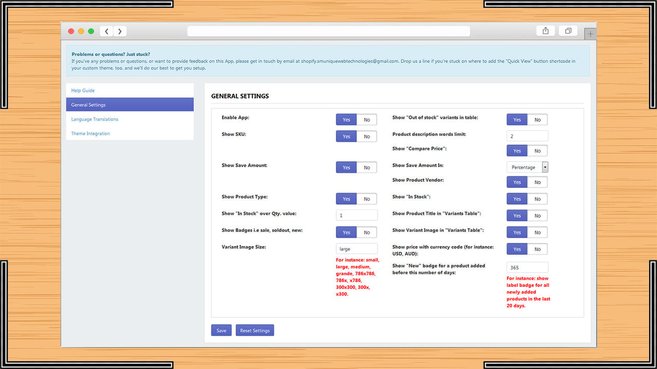 General Settings