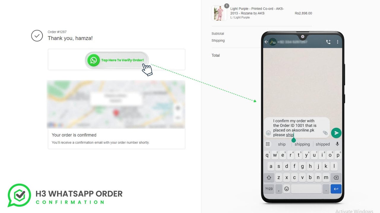 Whatsapp Order Confirmation via Customer