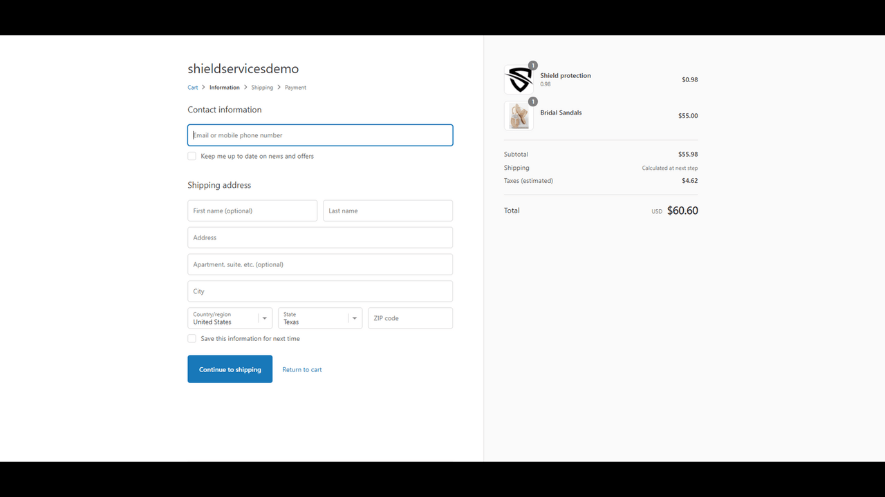 Customer checkout with Delivery Protection fee