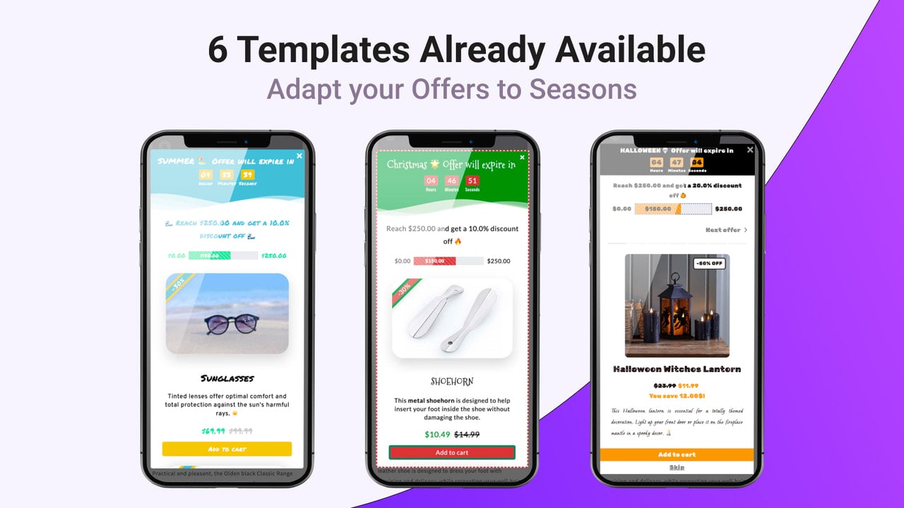 6 Templates Already Available, adapt yours offers to seasons