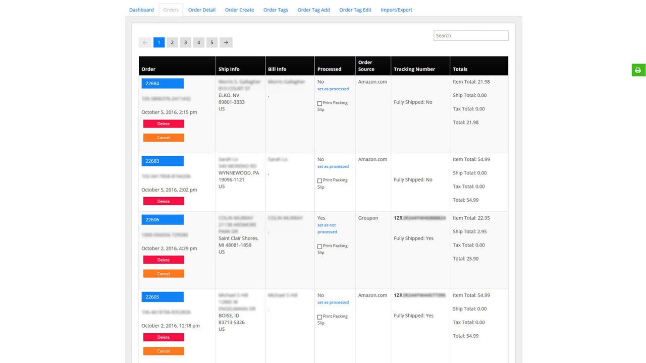 InfiPlex OMS Order List