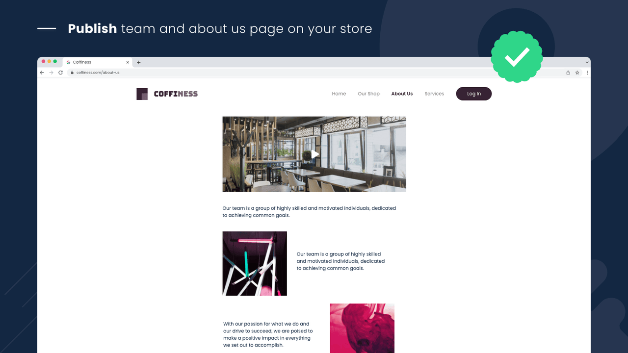 A demo of About Us page in a store's website