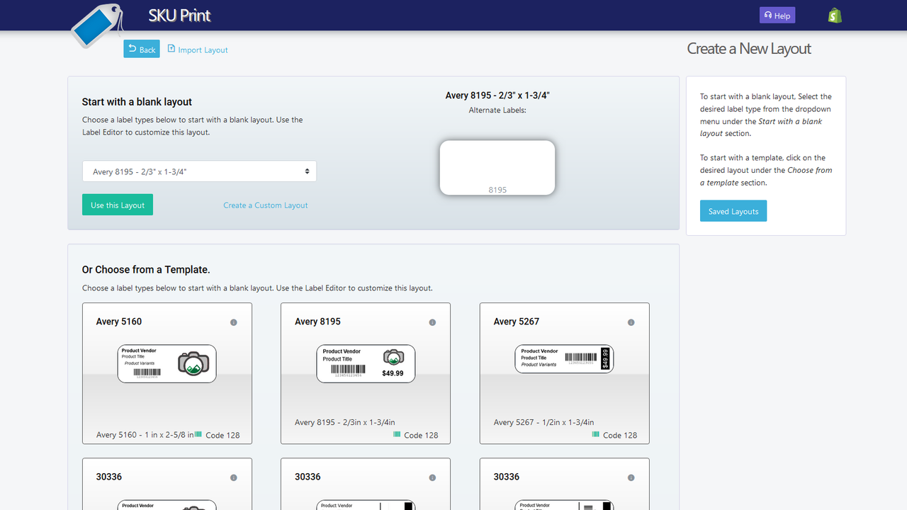 Choose from a template, import your own layout, or start blank.