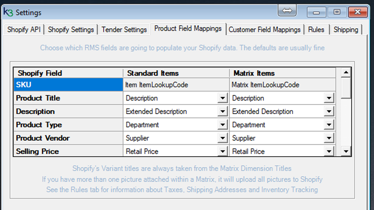 RMSify Settings