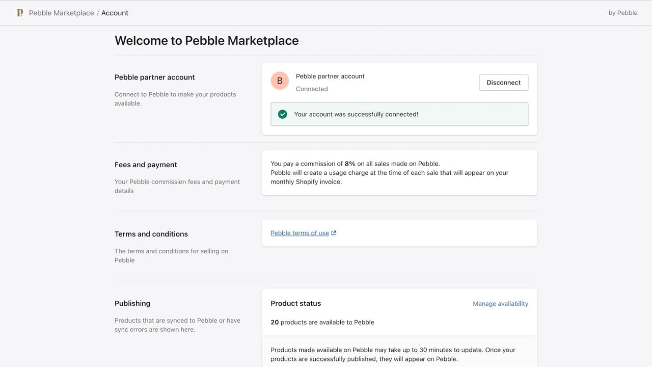 Easily manage your Pebble data from Shopify