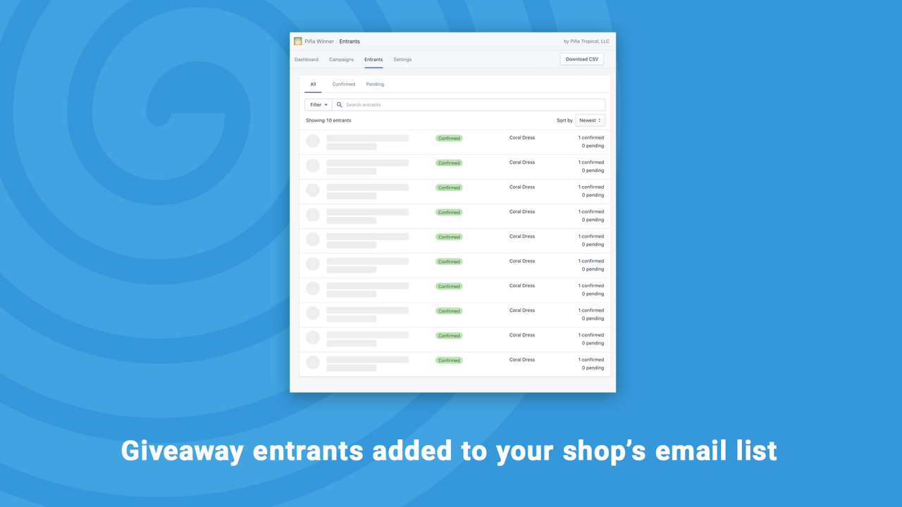 Giveaway entrants added to your shop's email list