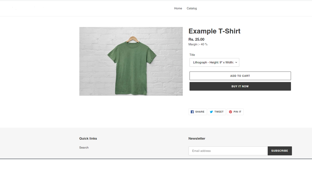 Frontend page to display margin of product