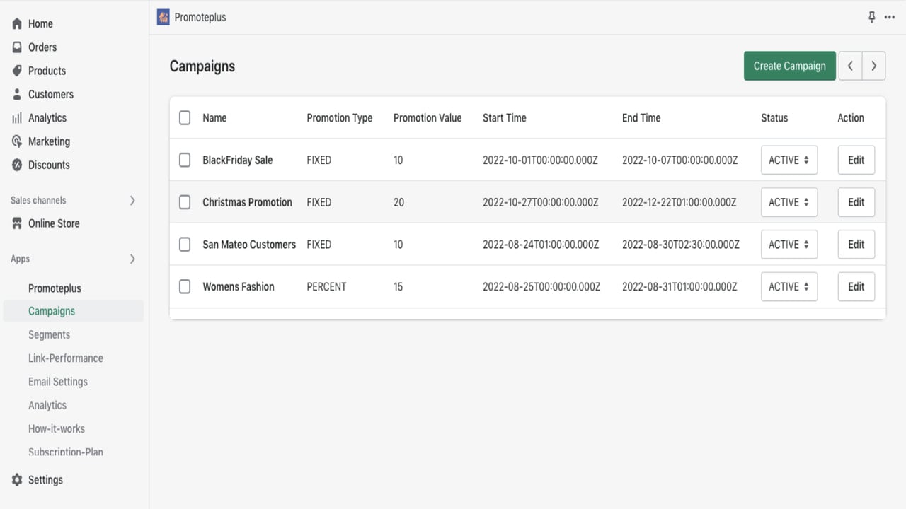 Admin panel to configure campaign and application configurations