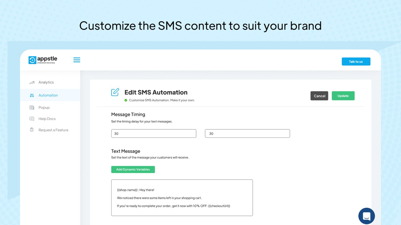 Customize your SMS