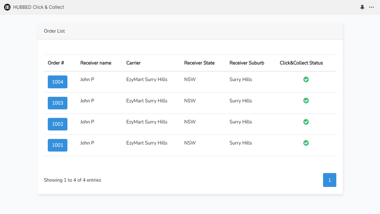 Merchant view of the Click & Collect plugin