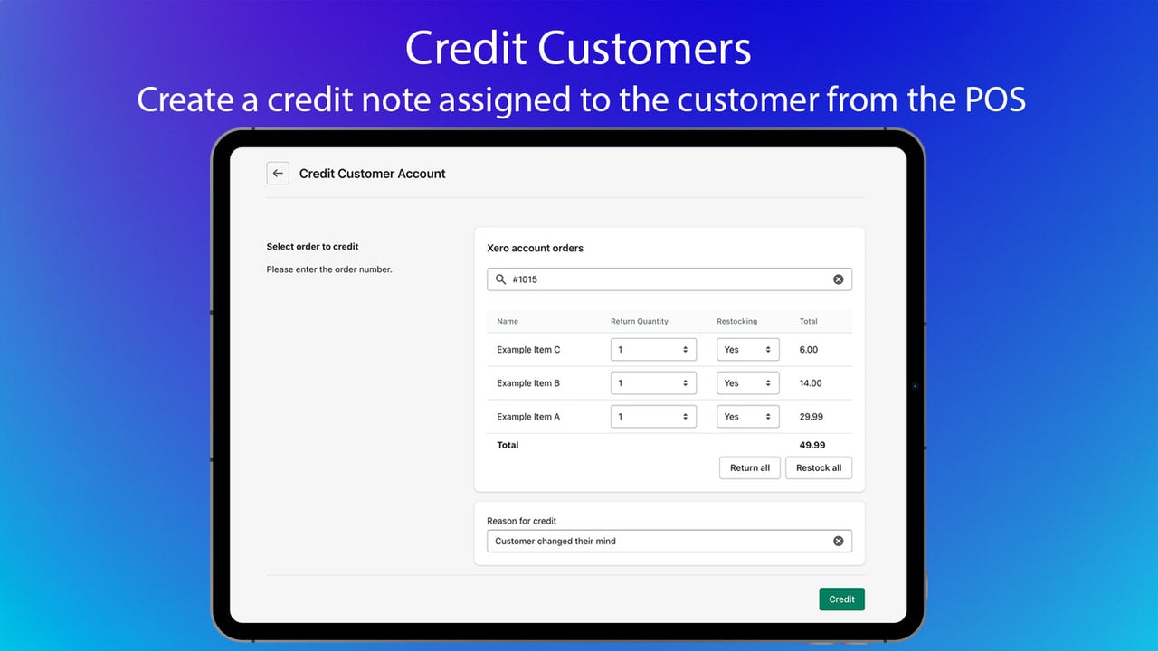 Process Credit Note to Xero