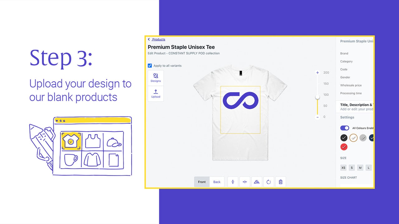 Upload your design to our blank products.