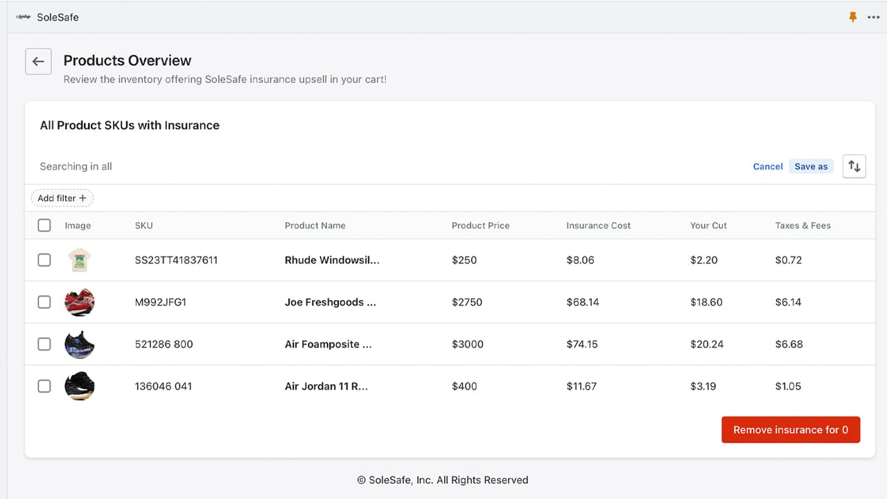 Products Dashboard