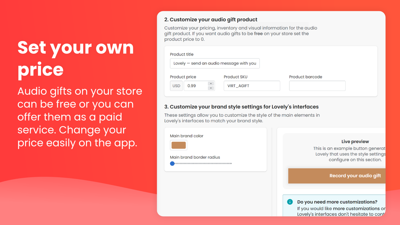 Set your own price for Lovely audio gifts on your store
