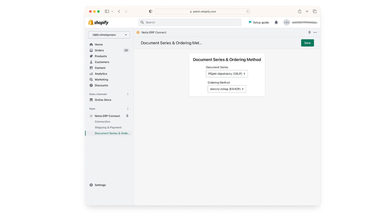 Order numbering and method settings