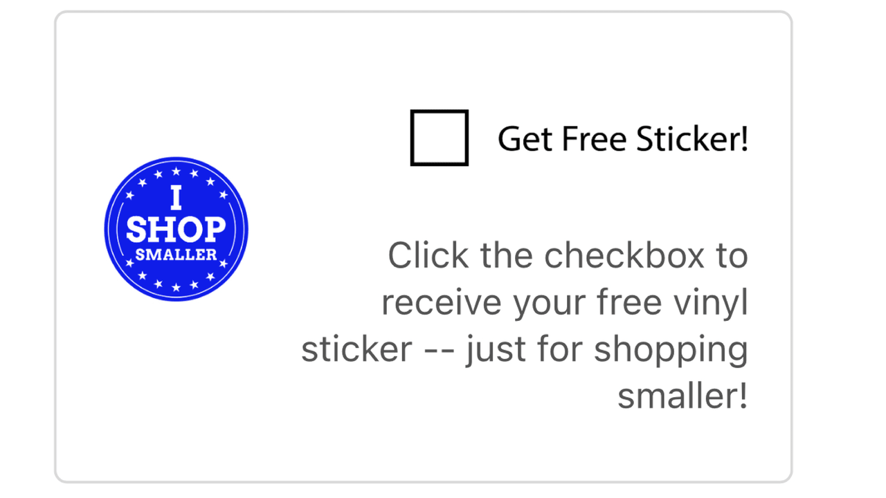 Shop Smaller ‑ Free Sticker