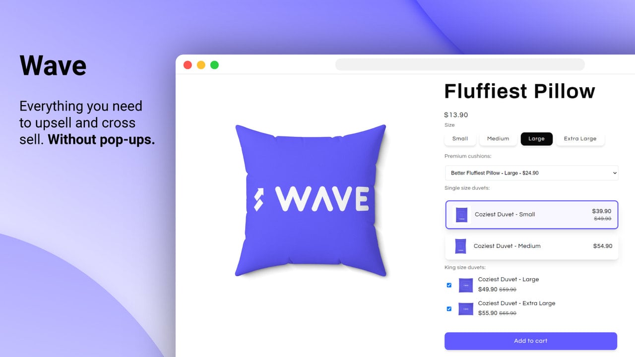 Shopify wave cross sell and upsell app