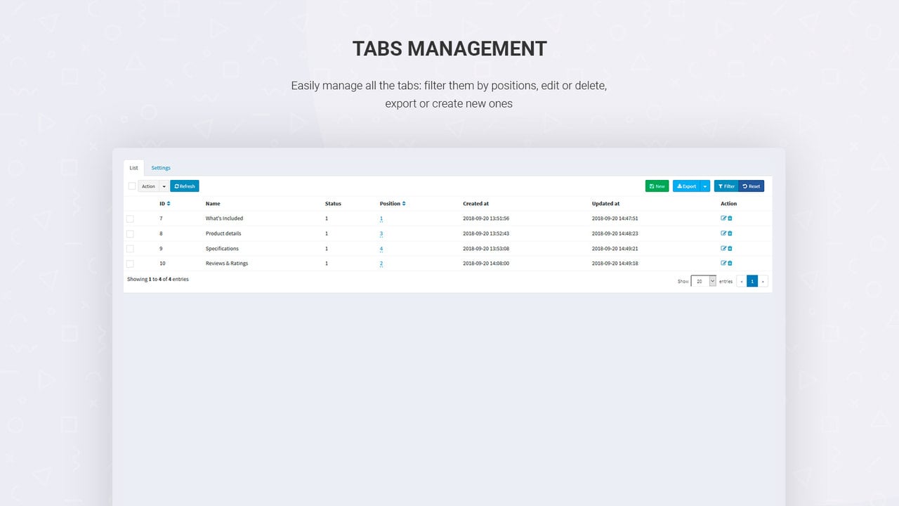 Tabs management