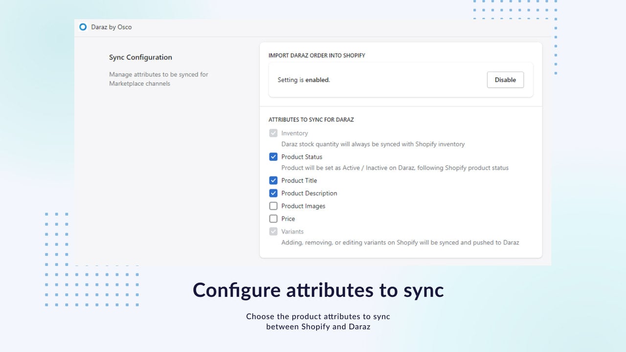 Configure attributes to sync