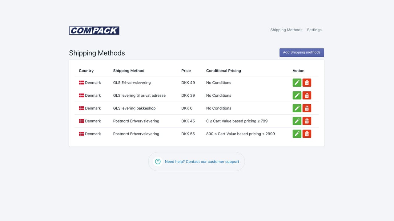 Shipping Rules Defined in App