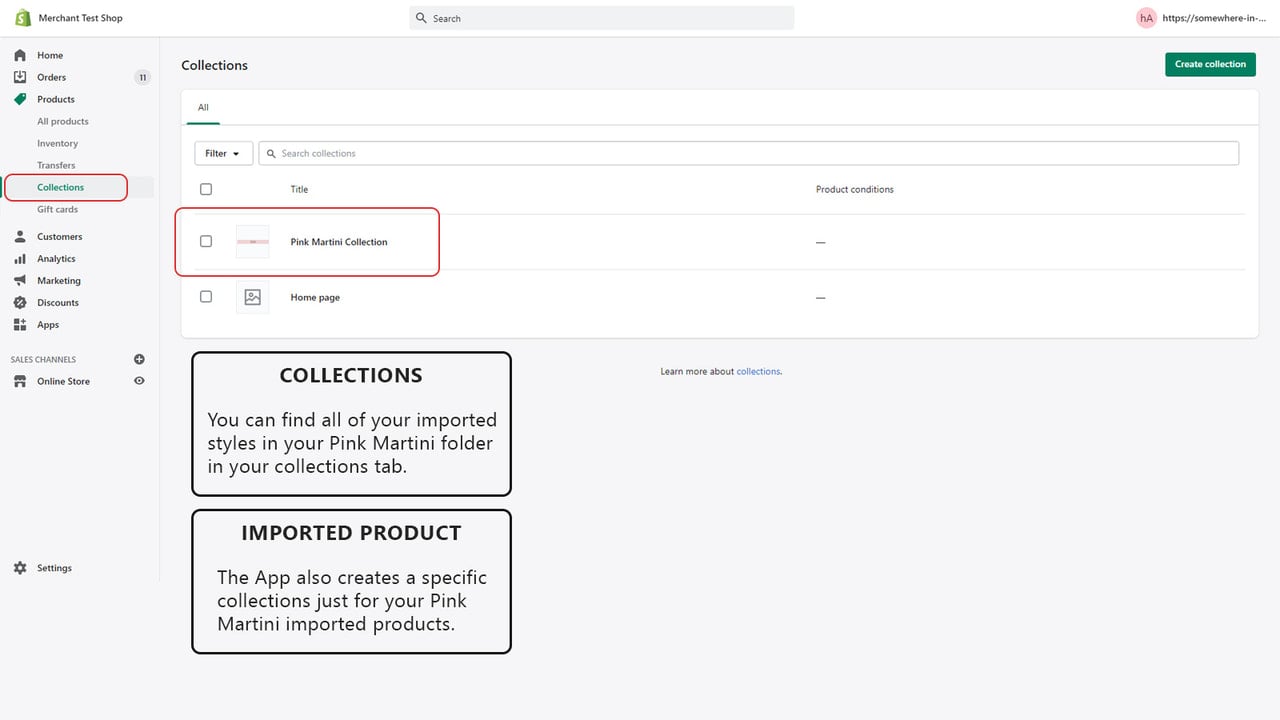 Find your products on the Collection Tab of your store