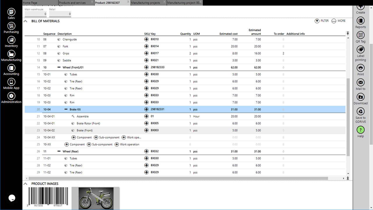 Bill of material composer