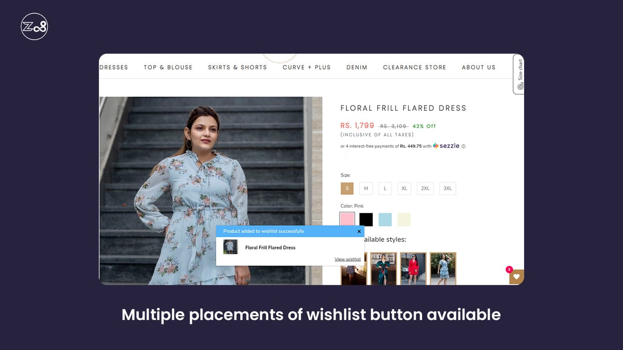 Z08 Wishlist app - Multiple placement of wishlist button avail