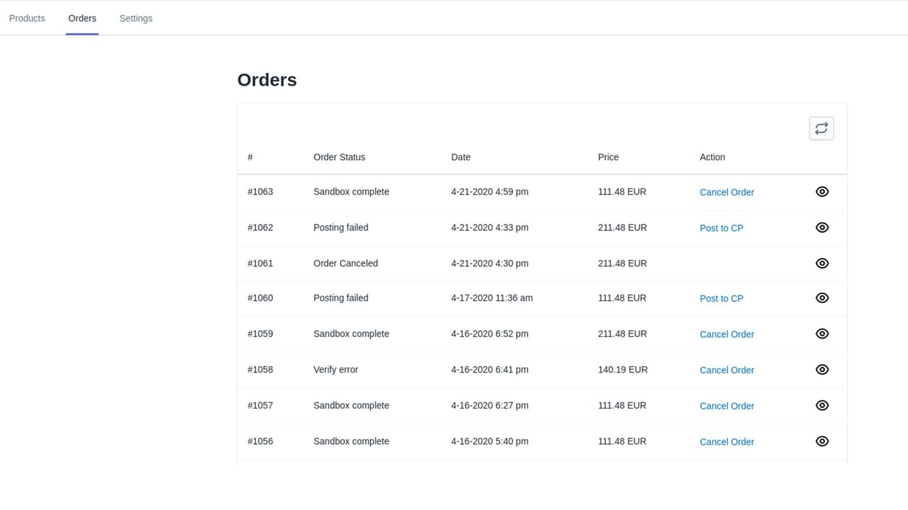 Order page