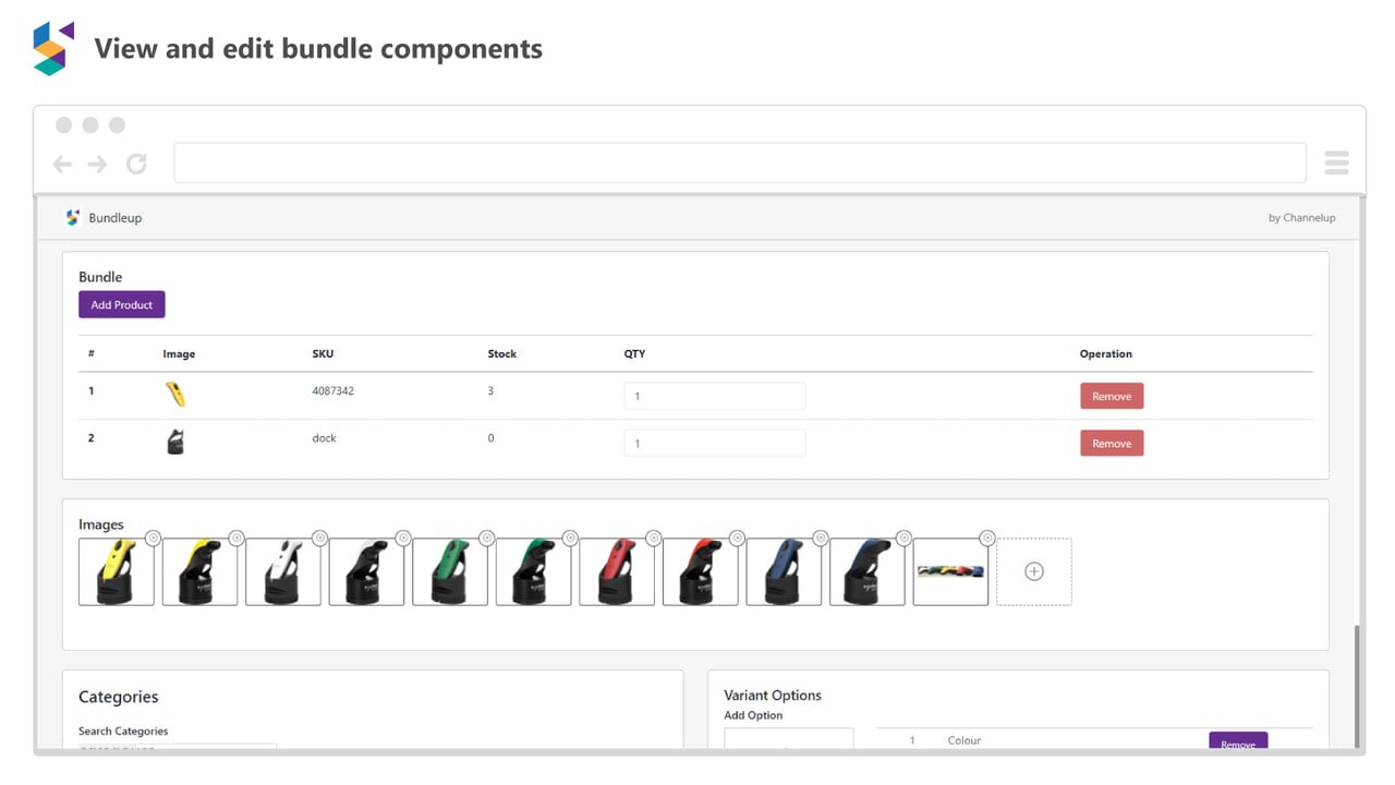 View and edit bundle components