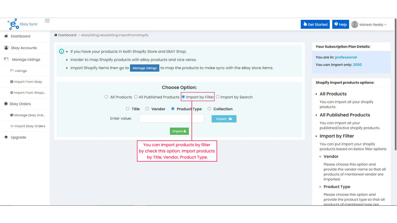 Import Shopify Items by Filter