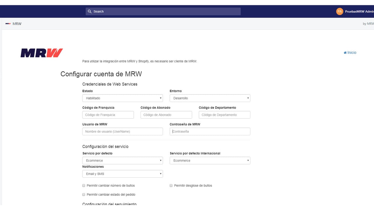 Module Configuration Page