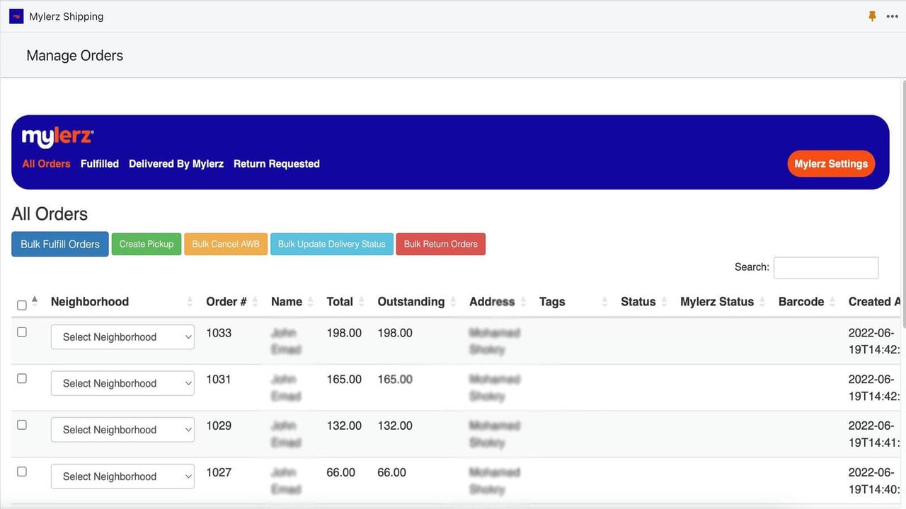 Orders Table