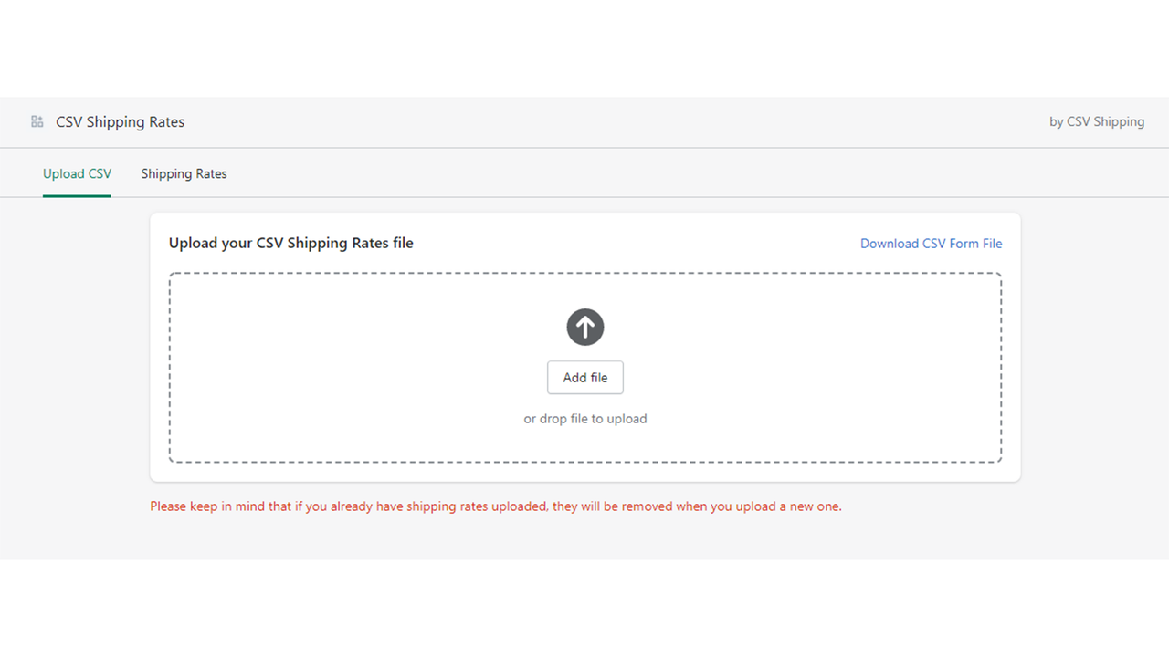 Upload your shipping rates table via CSV file