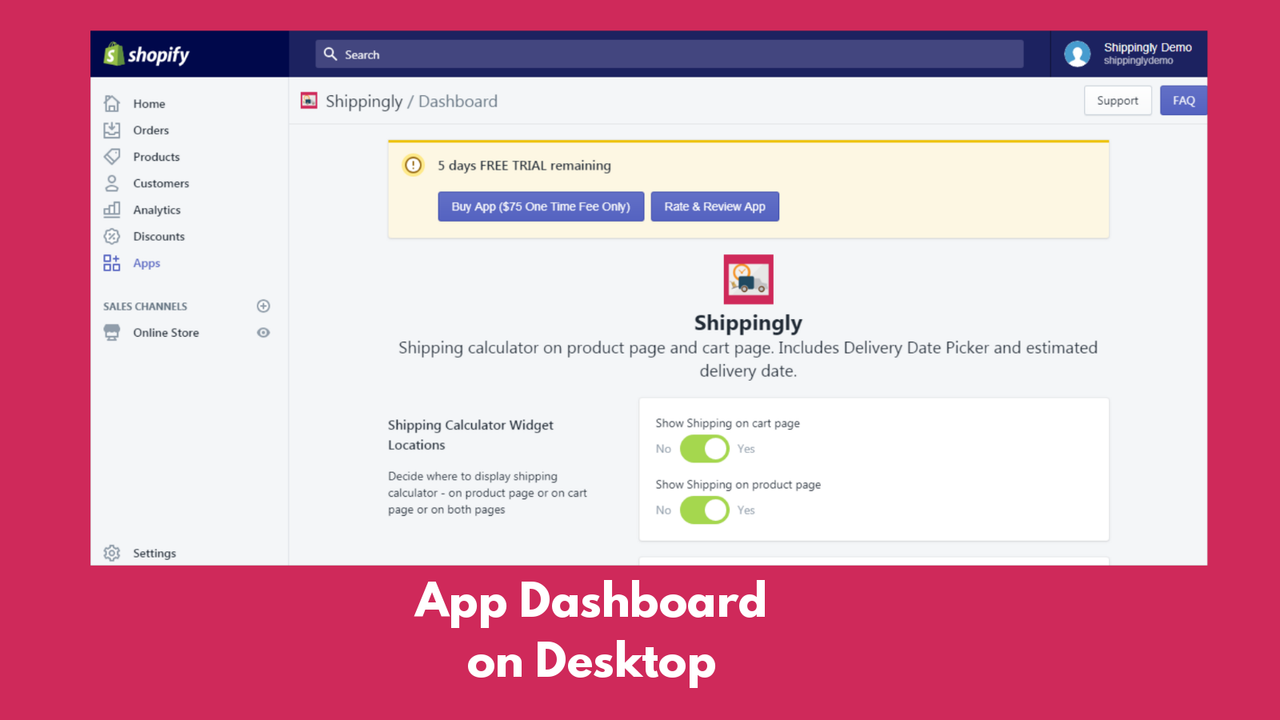 Shippingly App Dashboard