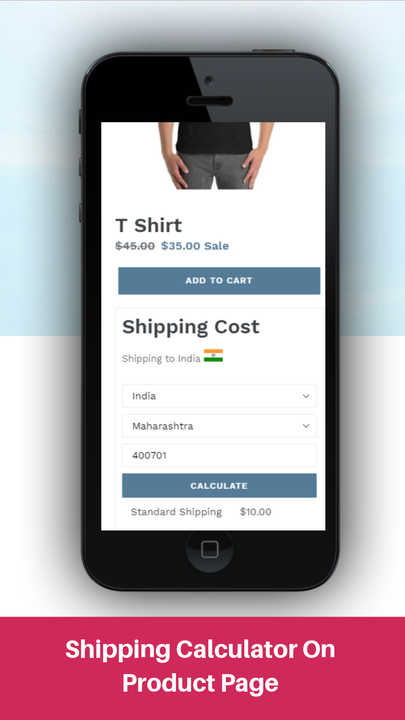 shipping calculator on product page