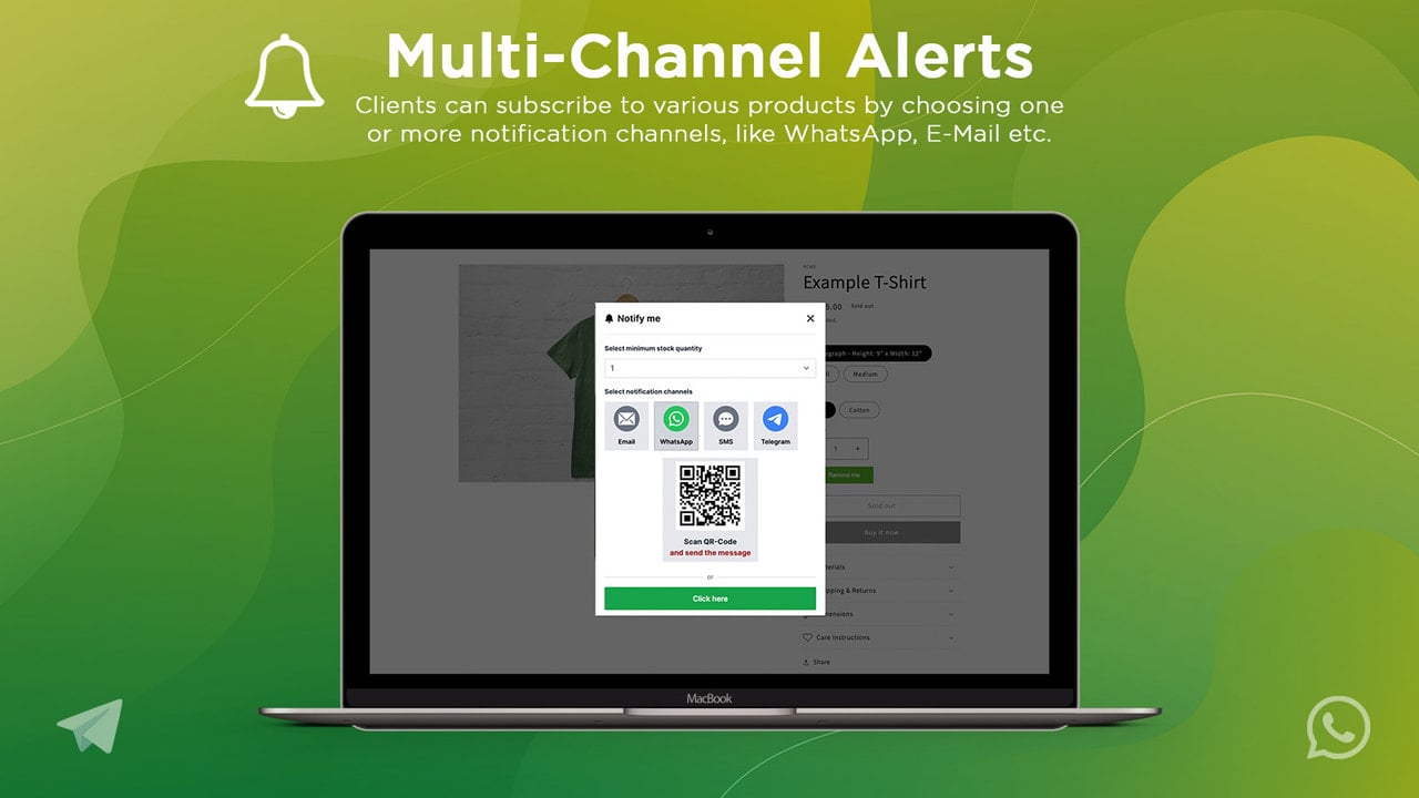 Notify customers via WhatsApp, Email, SMS, Telegram