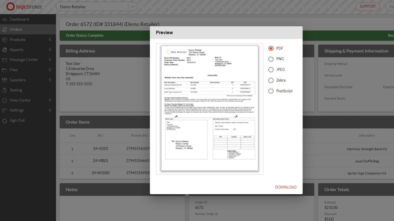 Logicbroker Packing Slip