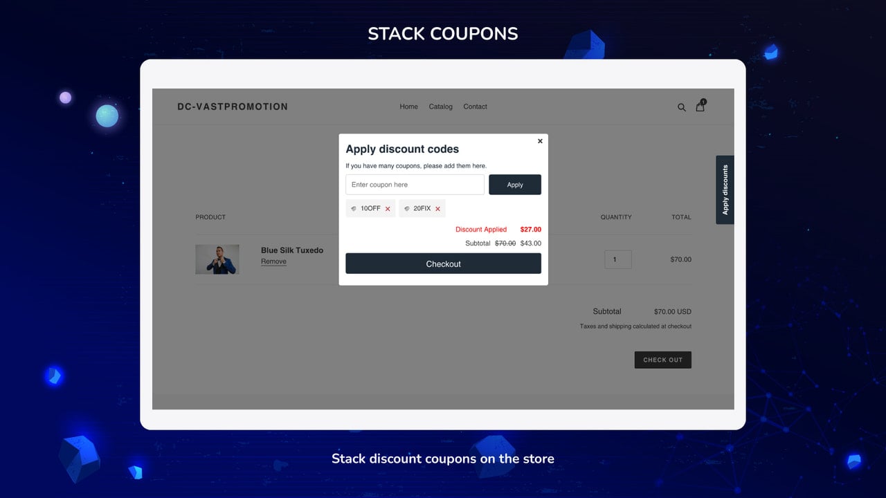 Stack coupons on the store