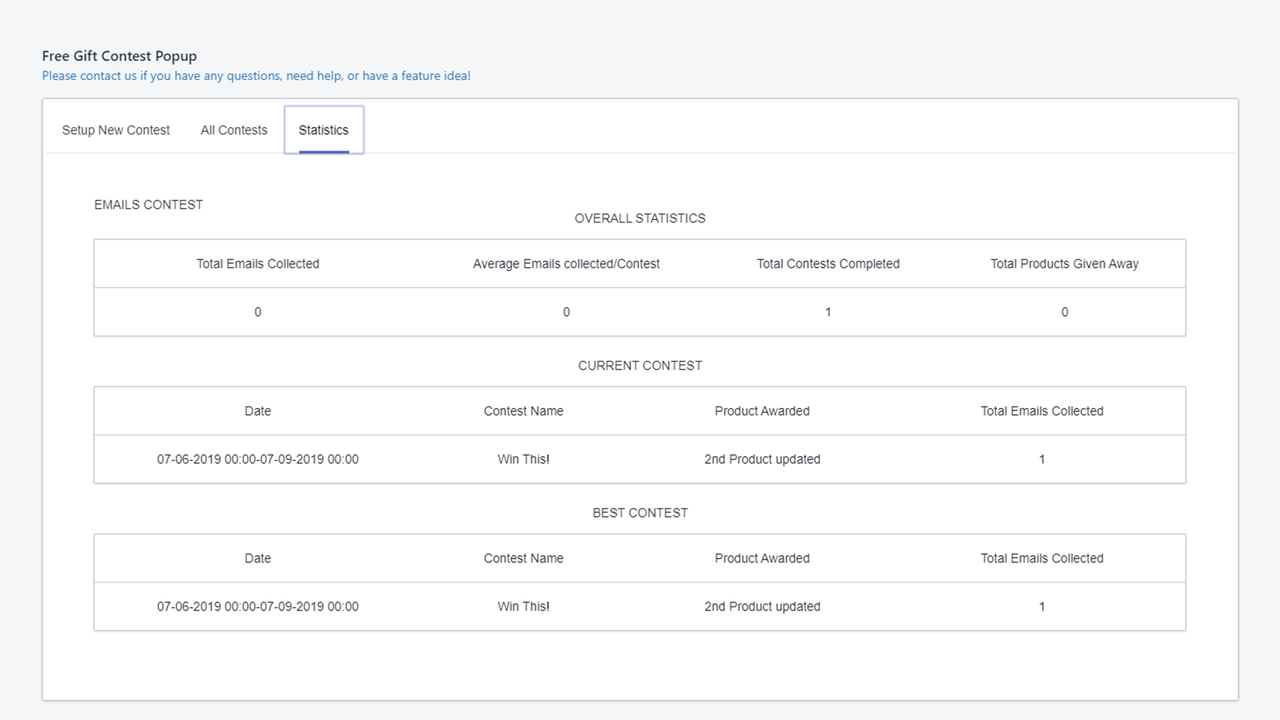 Statistics Page