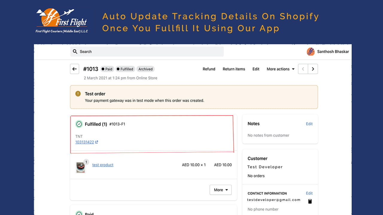 Auto updating tracking details on Shopify once you fulfill it us